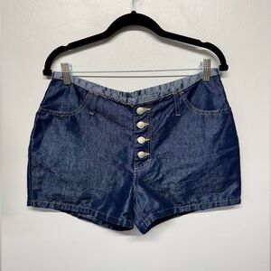 Vintage Y2K No Excuses Women's High-Waisted Button-Fly Denim Shorts